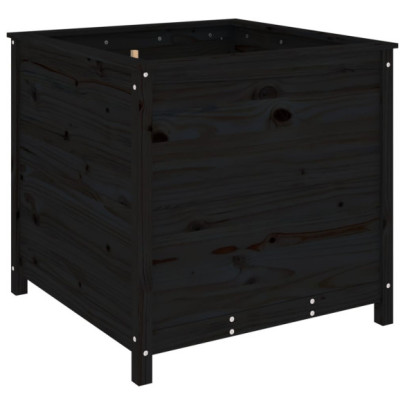 Jardinieră Grădină Lemn Masiv de Pin - Negru - 82,5x82,5x78 cm