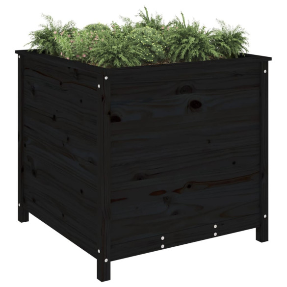 Jardinieră Grădină Lemn Masiv de Pin - Negru - 82,5x82,5x78 cm