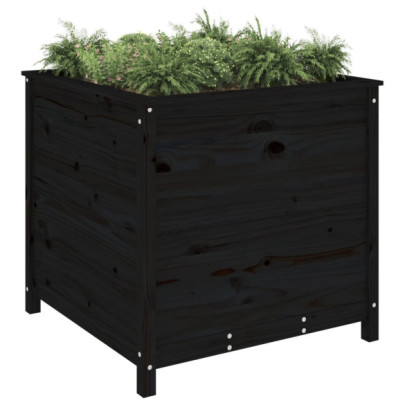 Jardinieră Grădină Lemn Masiv de Pin - Negru - 82,5x82,5x78 cm