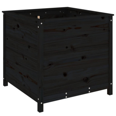 Jardinieră Grădină Lemn Masiv de Pin - Negru - 82,5x82,5x78 cm