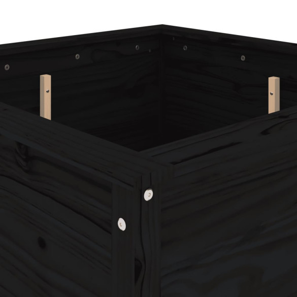 Jardinieră Grădină Lemn Masiv de Pin - Negru - 82,5x82,5x78 cm
