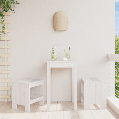 Taburete de grădină - 2 buc. - alb - 40x36x45 cm - lemn masiv pin