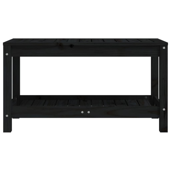 Bancă Grădină Lemn Masiv Pin - Negru, 82,5x35x45 cm