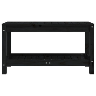 Bancă Grădină Lemn Masiv Pin - Negru, 82,5x35x45 cm