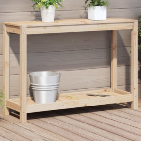 Masă de plantare lemn masiv de pin cu poliță - 108x35x75 cm