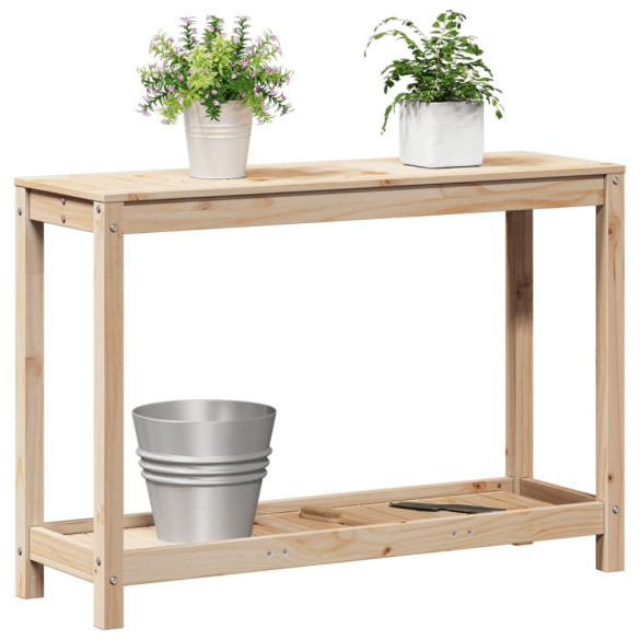 Masă de plantare lemn masiv de pin cu poliță - 108x35x75 cm