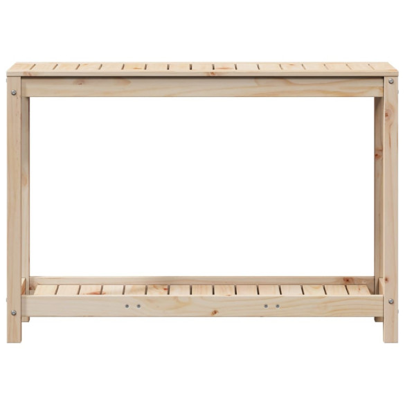 Masă de plantare lemn masiv de pin cu poliță - 108x35x75 cm