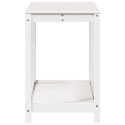 Masă Plantare Albă cu Raft - Lemn Masiv de Pin 108x50cm