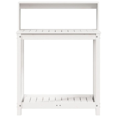 Masă de plantare cu rafturi alb - Lemn masiv de pin