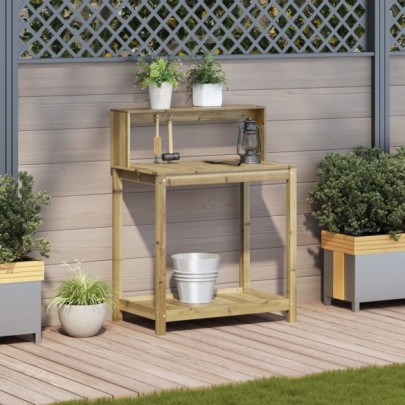 Masă de plantare cu rafturi - Lemn pin tratat - Livrare Gratuită