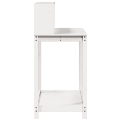 Masă de plantare cu rafturi alb din lemn masiv de pin