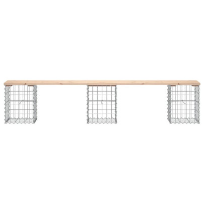 Bancă de grădină cu design gabion - lemn masiv de pin | Livrare gratuită