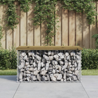 Bancă Grădină Design Gabion - Lemn Pin Impregnat | Livrare Gratuită