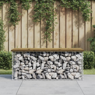 Bancă Grădină Design Gabion - Lemn Pin Impregnat | Livrare Gratuită