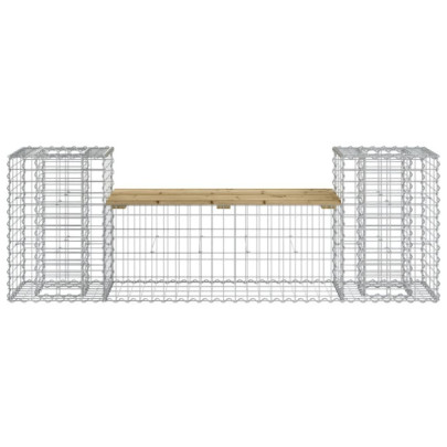 Bancă Grădină cu Gabion - Lemn Pin Impregnat - Livrare Gratuită