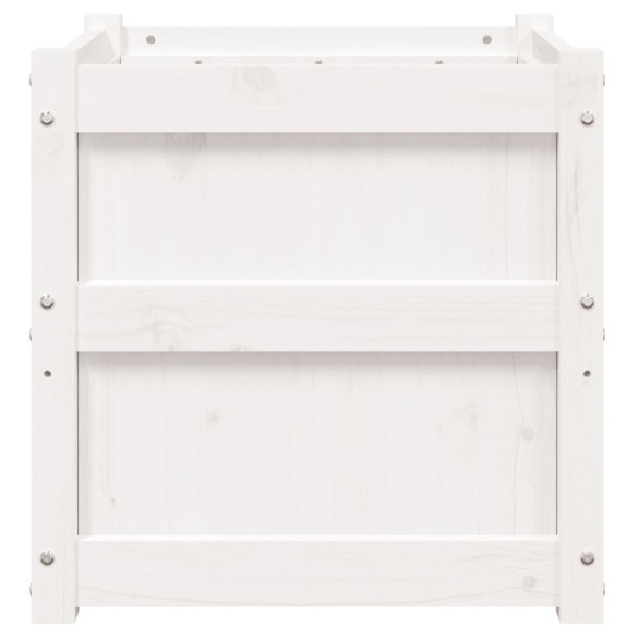 Jardiniere Grădină Lemn Pin 50x50x50 cm - Albă | Livrare Gratuită