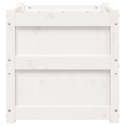 Jardiniere Grădină Lemn Pin 50x50x50 cm - Albă | Livrare Gratuită