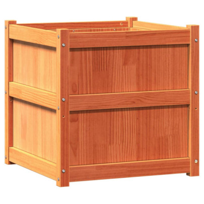 Jardiniere Grădină Lemn Masiv - 2 bucăți - Maro Ceruit