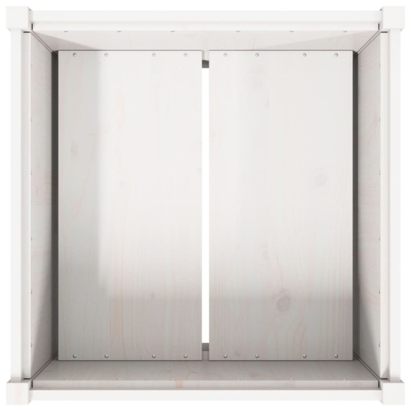 Jardinieră Grădină Albă - Lemn Masiv de Pin 70x70 cm