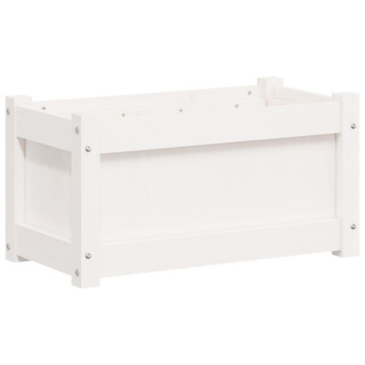 Jardiniere Grădină Lemn Masiv - 2 bucăți - Alb