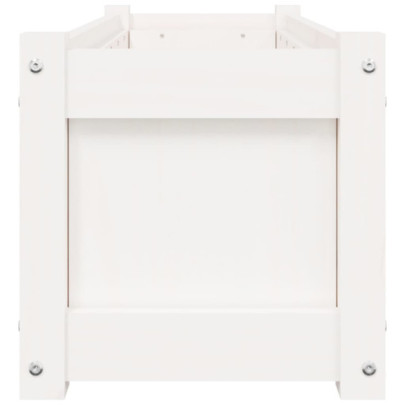 Jardiniere Grădină Lemn Masiv - 2 bucăți Alb - Livrare Gratuită