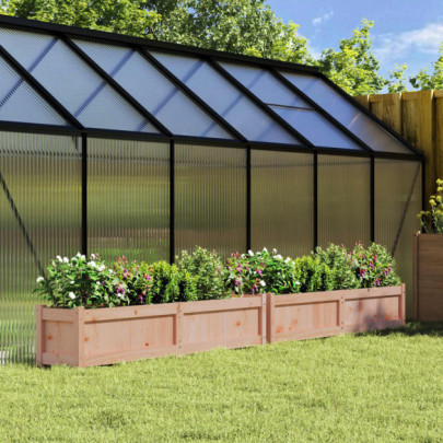 Jardiniere Grădină Lemn Masiv - Set 2 Bucăți | Livrare Gratuită