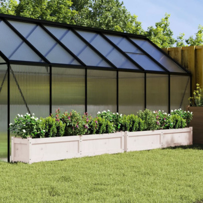 Jardiniere Grădină Lemn Masiv - 2 Bucăți - Alb | Livrare Gratuită