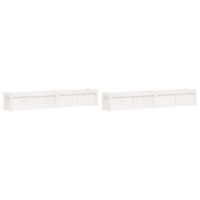 Jardiniere Grădină Lemn Masiv - 2 Bucăți - Alb | Livrare Gratuită 2