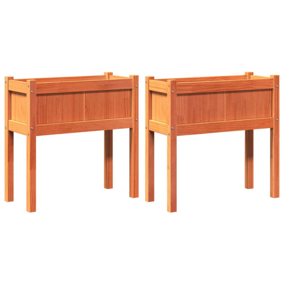 Jardiniere Grădină Lemn Pin - Set 2 Bucăți - Maro Ceruit