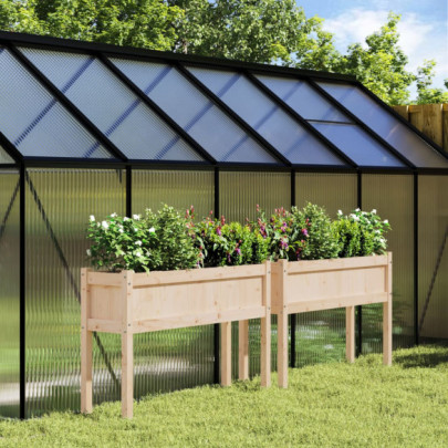 Jardiniere Grădină Lemn Masiv - 2 bucăți - Livrare Gratuită