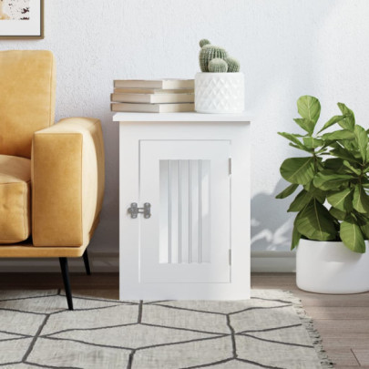 Cușcă Ladă pentru Câini Alb - Mobilier Funcțional