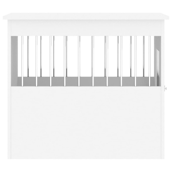 Ladă pentru Câini Albă - Cușcă și Masă 2 în 1