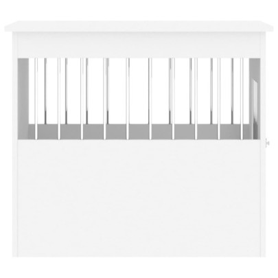 Ladă pentru Câini Albă - Cușcă și Masă 2 în 1