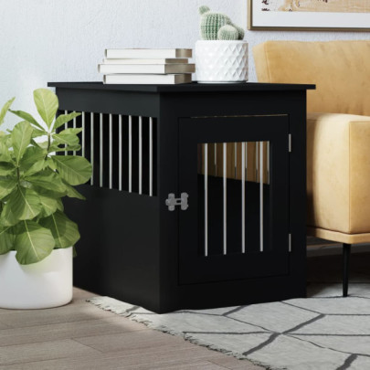 Ladă pentru câini - negru - 55x75x65 cm - lemn compozit