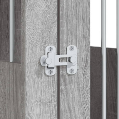 Ladă pentru Câini 2 în 1 - Masă Capăt și Cușcă - Gri Sonoma