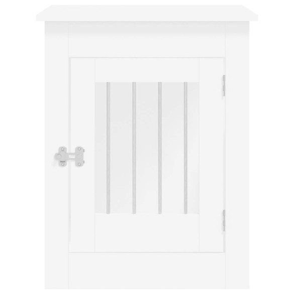 Ladă pentru Câini Albă - Cușcă și Masă de Capăt