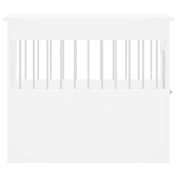 Ladă pentru Câini Albă - Cușcă și Masă de Capăt