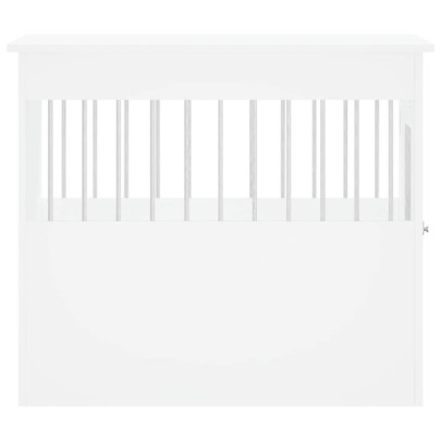 Ladă pentru Câini Albă - Cușcă și Masă de Capăt