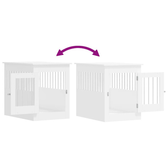 Ladă pentru Câini Albă - Cușcă și Masă de Capăt