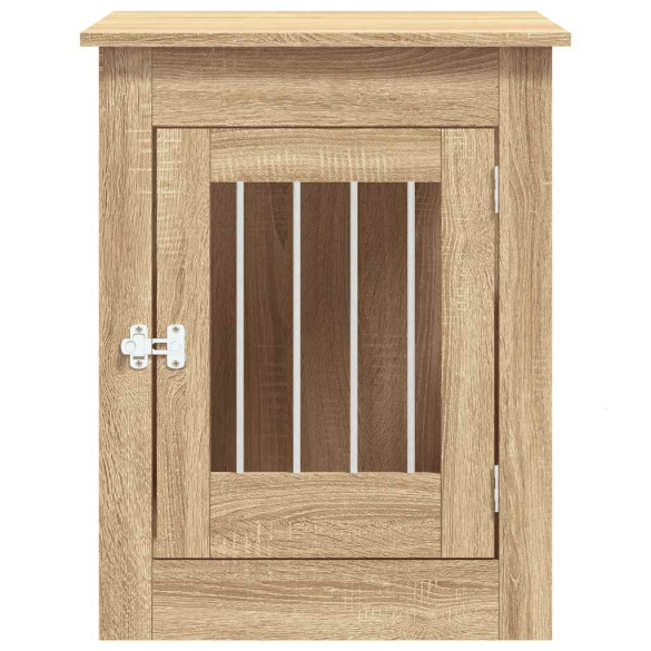 Ladă pentru Câini Stejar Sonoma - Cușcă și Masă de Capăt