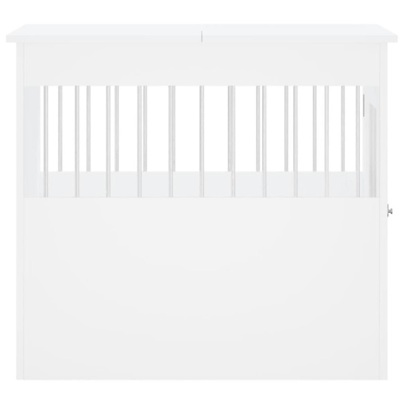 Cușcă Câini Albă 80x71cm - Masă Capăt - Lemn Rezistent