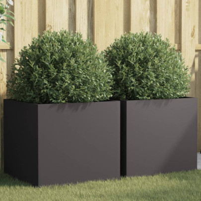 Jardiniere Negre Oțel - Set 2 Bucăți - Livrare Gratuită