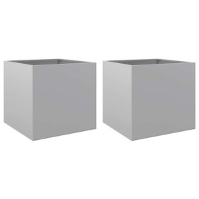 Jardiniere Argintii 49x47x46 cm - Set 2 Buc - Oțel Galvanizat 2