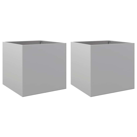 Jardiniere Argintii 49x47x46 cm - Set 2 Buc - Oțel Galvanizat