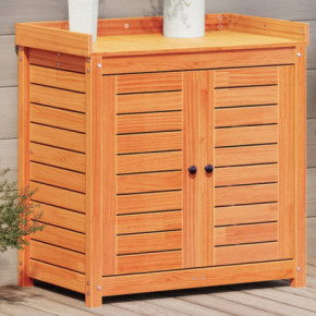 Masă de Plantare din Lemn Masiv de Pin cu Rafturi