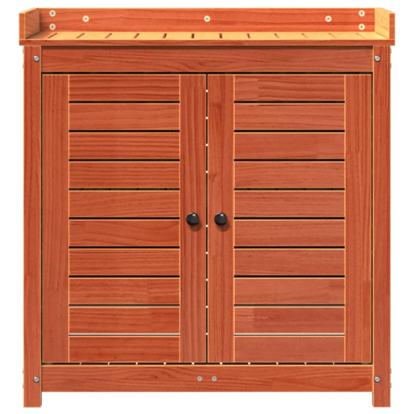 Masă de Plantare din Lemn Masiv de Pin cu Rafturi