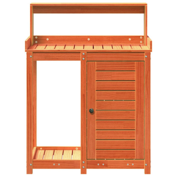 Masă Plantare cu Rafturi din Lemn Masiv de Pin - 109,5 cm