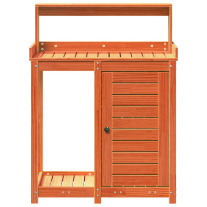 Masă Plantare cu Rafturi din Lemn Masiv de Pin - 109,5 cm