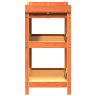 Masă de Plantare din Lemn Masiv de Pin cu Rafturi