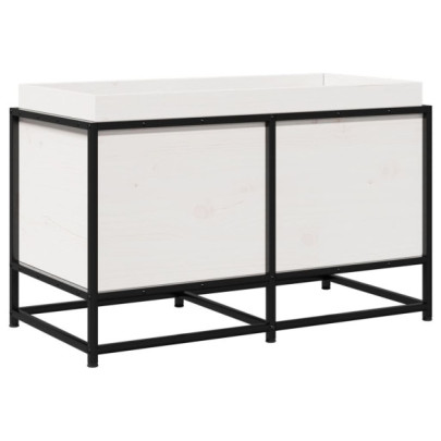 Jardinieră Grădină Albă - Lemn Masiv Pin 80x40x50 cm